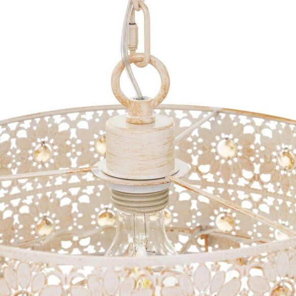 Wedgeworth Champaign Jewels W/ White Punched Metal Drum Pendant Lamp 12.75" Wide - Picture 10 of 14